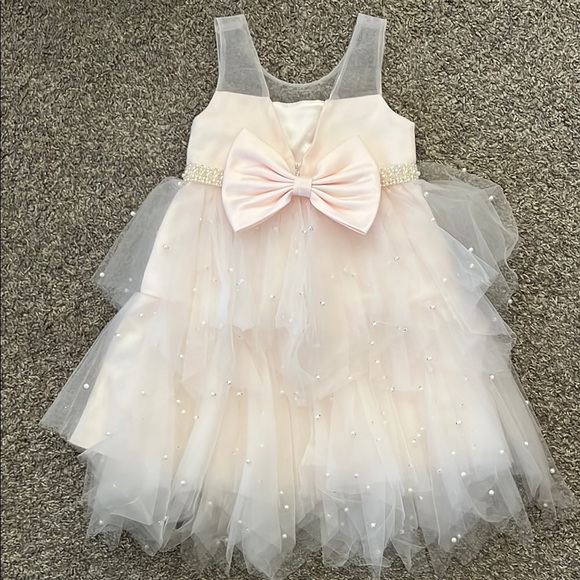 White Tulle Dress with Beaded Waist - Picture 3 of 3